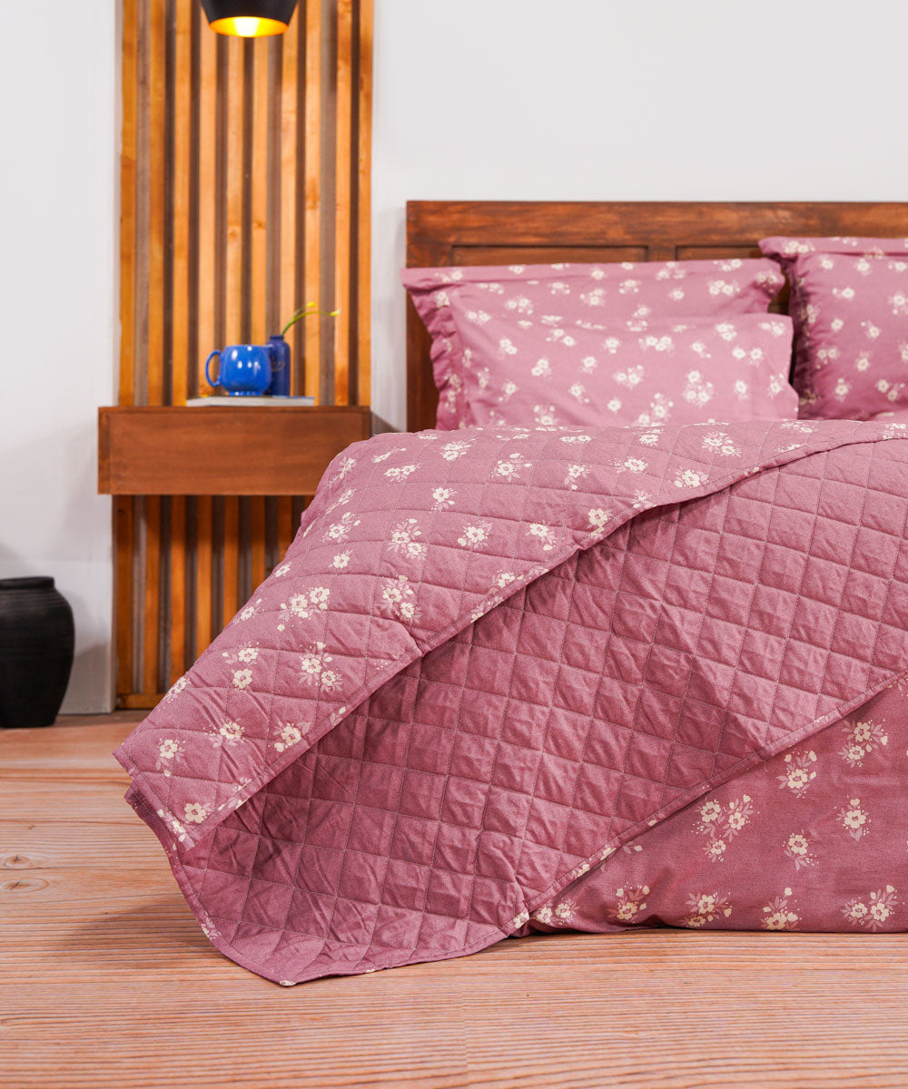 100% Cotton Multi Colored Dusty Pink Bed Spread
