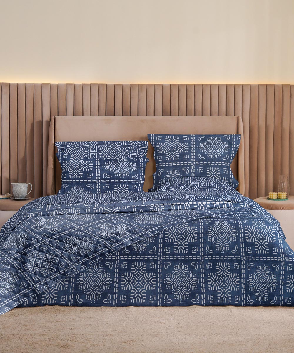 100% Cotton Blue Bed Spread