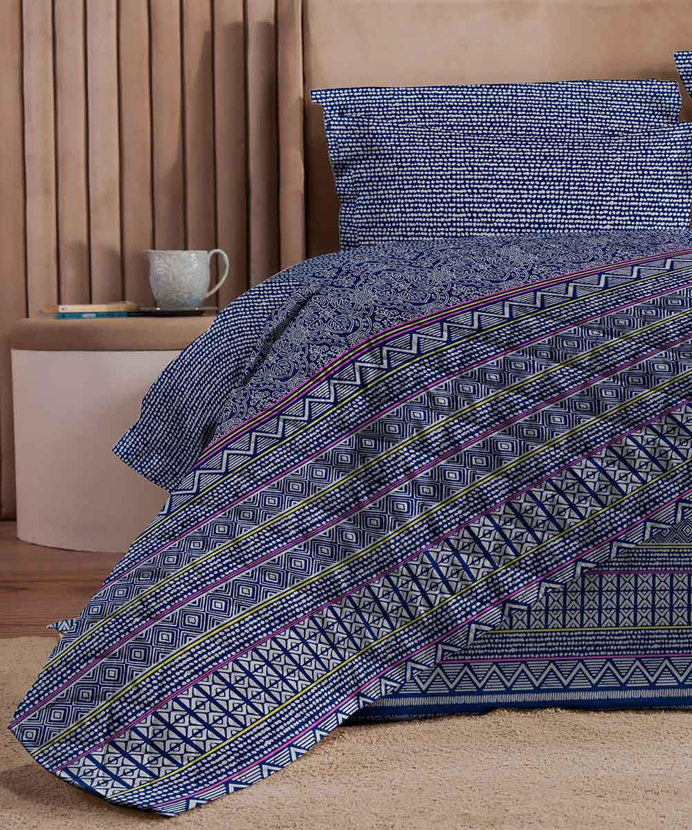 Blue 100% Cotton Bed Spread