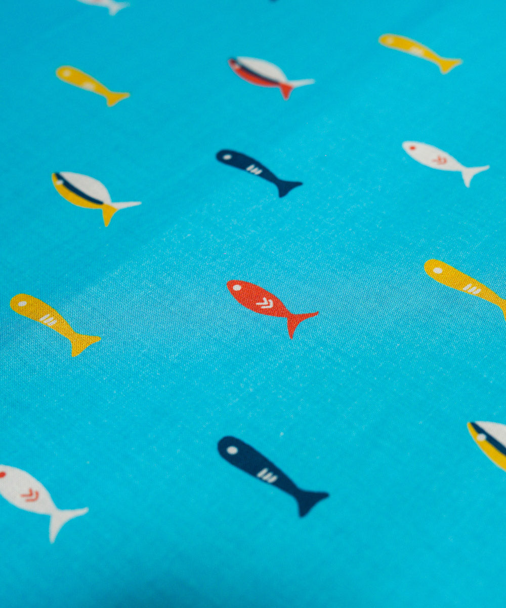 100% Cotton Digital Printed Multi Colored Fish Crib Sheet Set