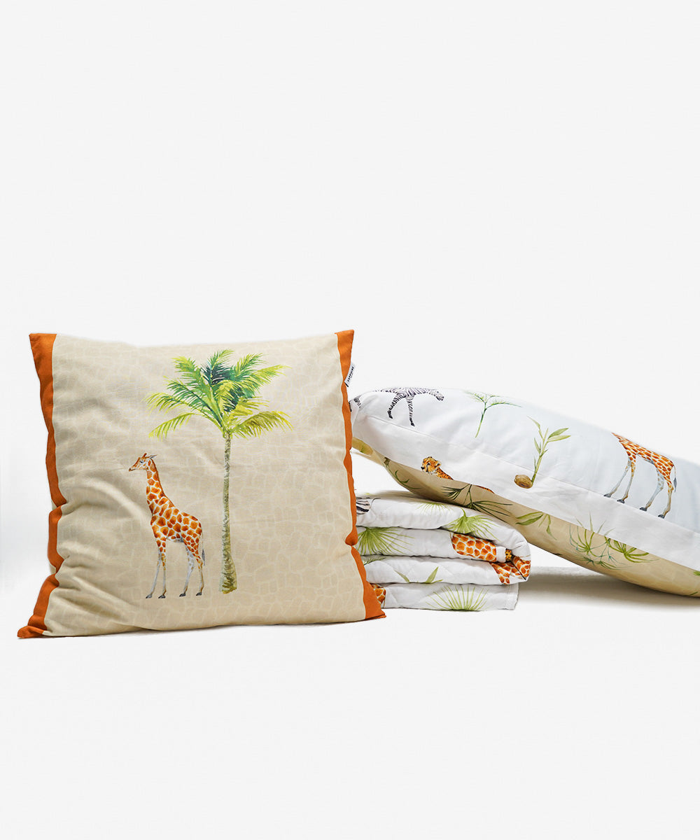 100% Cotton Digital Printed Multi Colored Safari Cushion Cover