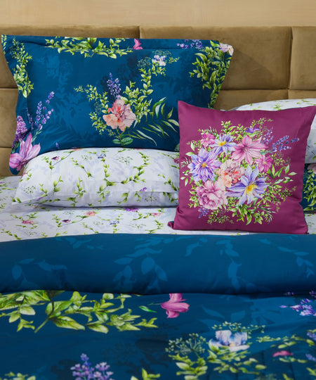 100% Cotton Sateen Digital Printed Multi Midnight Garden Cushion Cover
