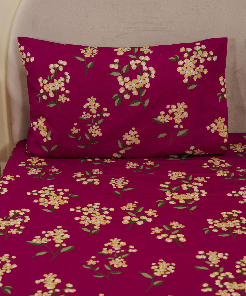 Floral Deep Pink Fitted Sheet