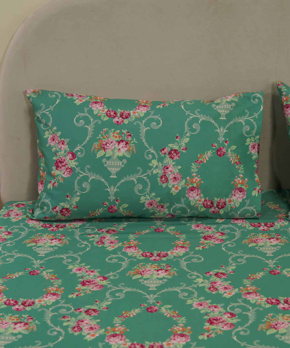 Floral Mint Green Fitted Sheet
