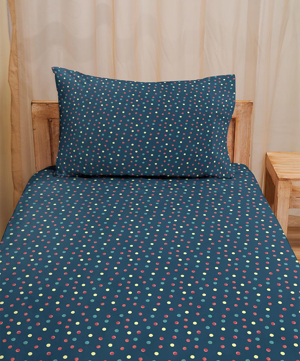 Blue 100% Cotton Digital Printed Fitted Sheet