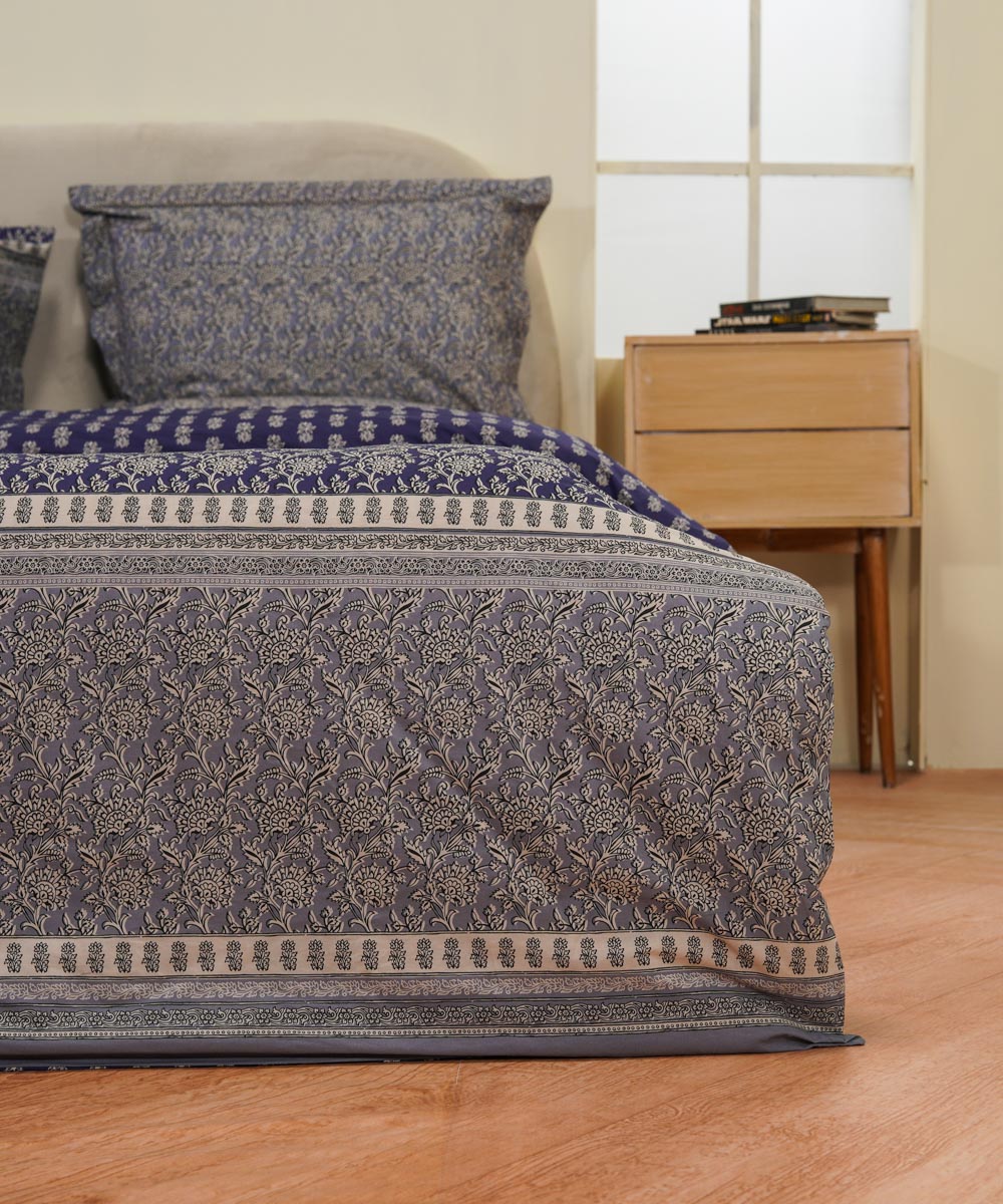 Block Printed Blue Quilt Cover