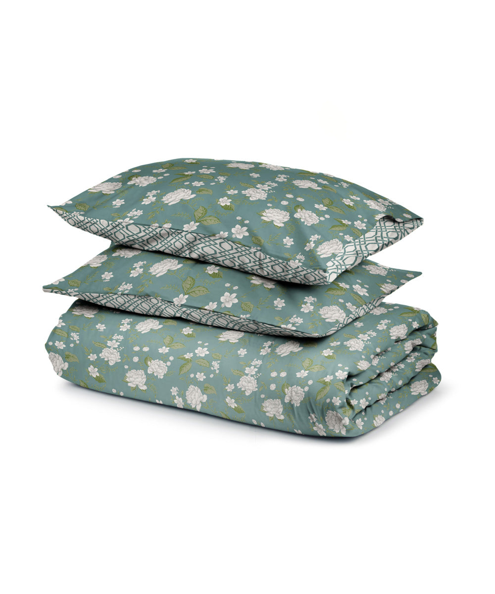 100% Cotton Green Whimsy Floral Quilt Cover