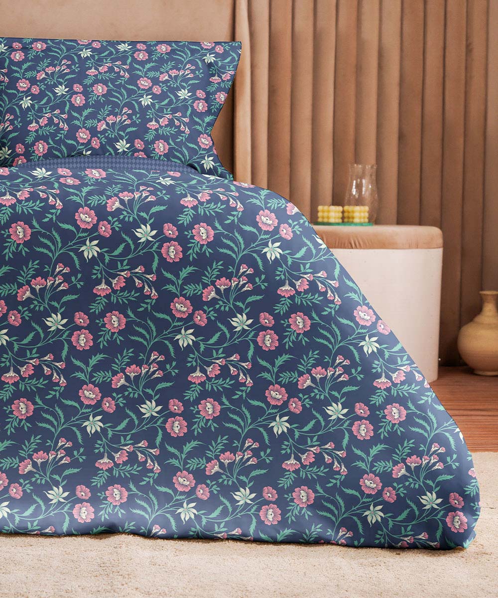 100% Cotton Blue and Pink Quilt Cover