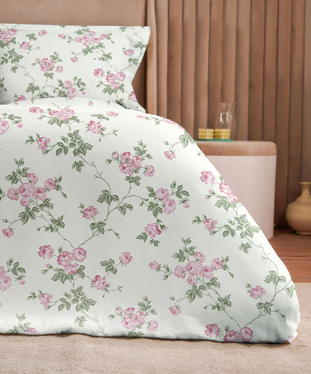 Poly Cotton Pink and White Quilt Cover