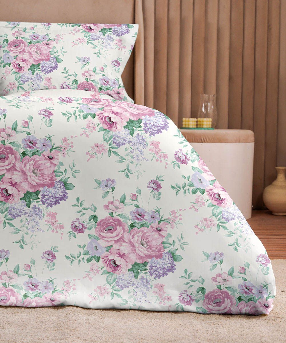 100% Cotton Sateen Pink and White Quilt Cover