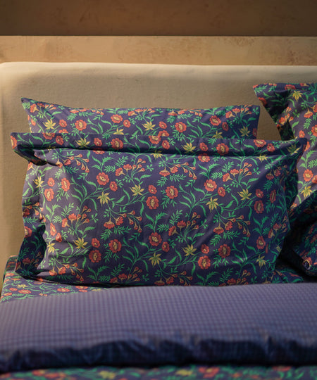 100% Cotton Blue and Pink Standard Sham