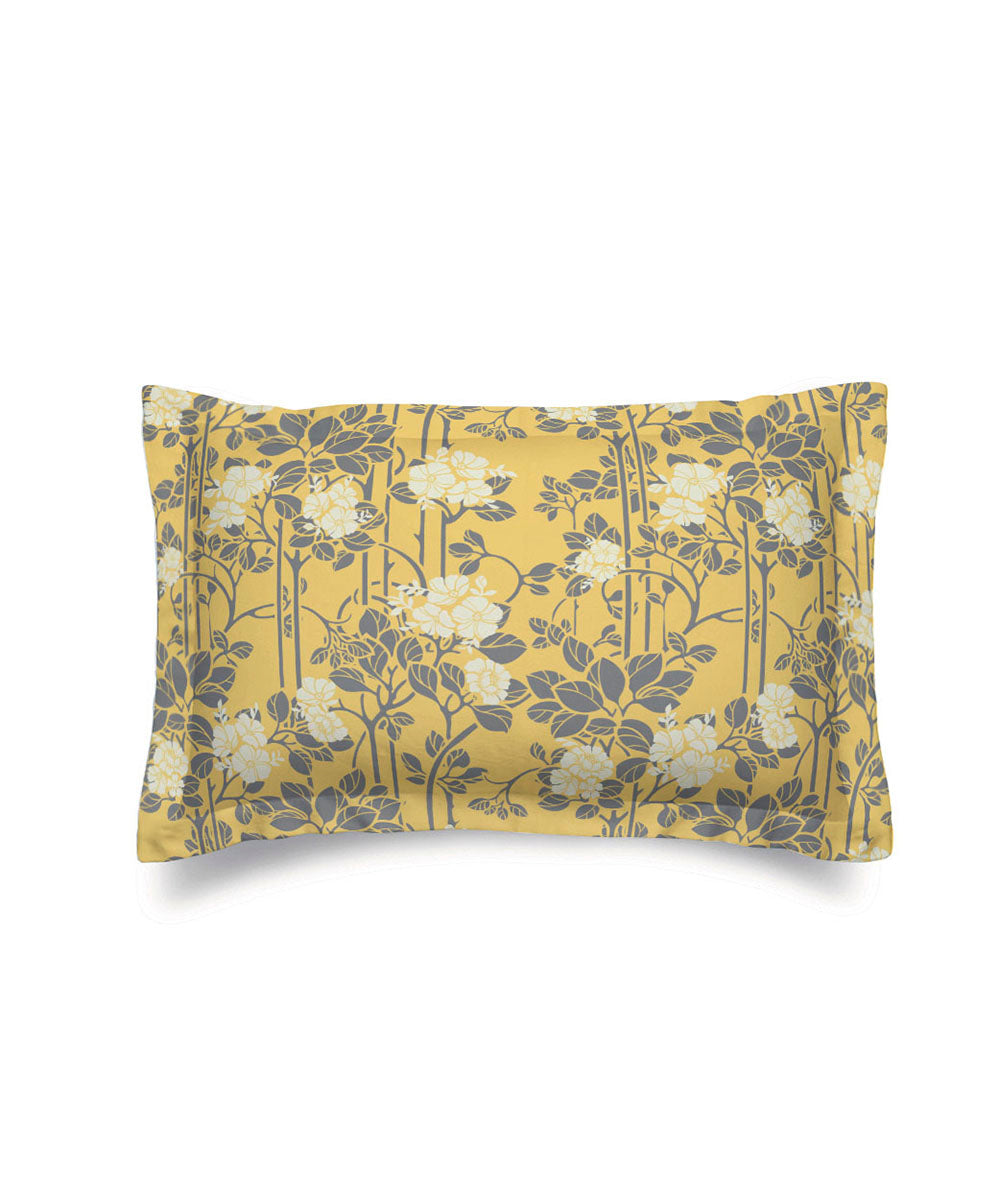 Poly Cotton Yellow and Grey Standard Sham