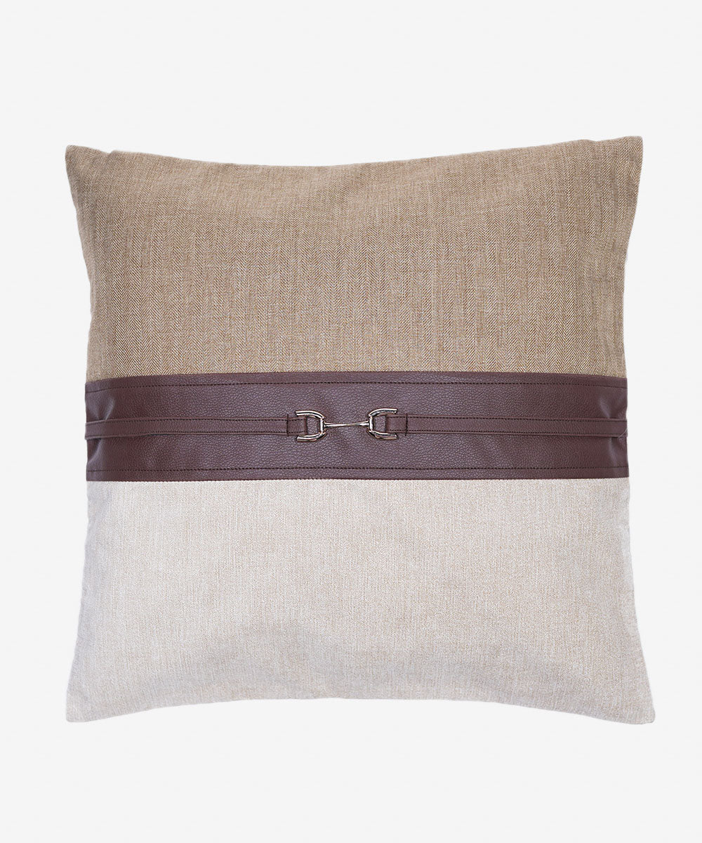 Multi Semi Leather & Jute Cushion Cover