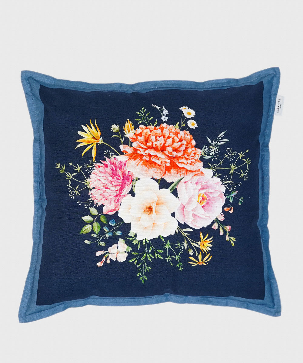 100% Cotton Digital Printed Multi Colored Bouquet Cushion Cover