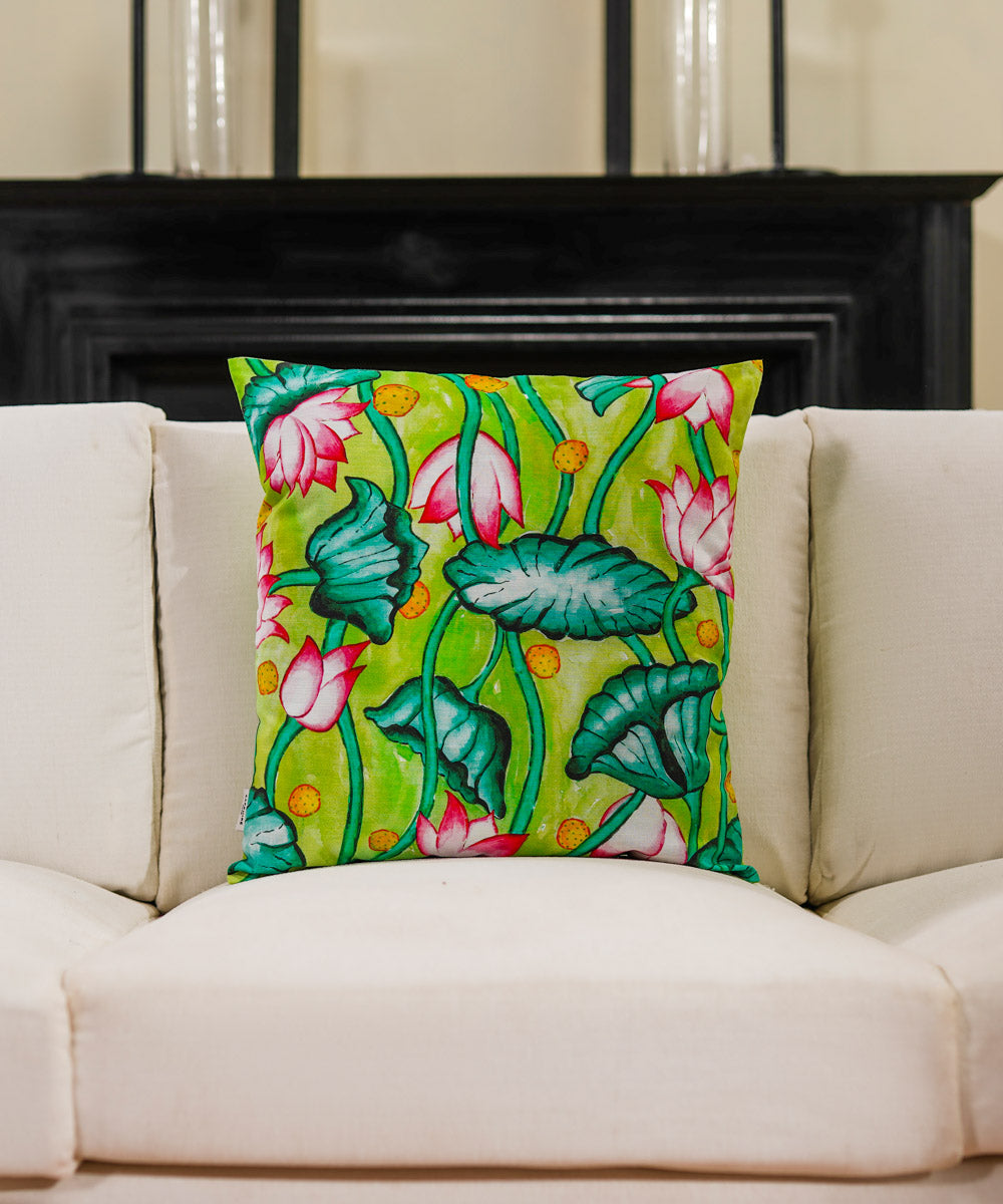 100% Cotton Digital Printed Multi Colored Funky Lotus Cushion Cover