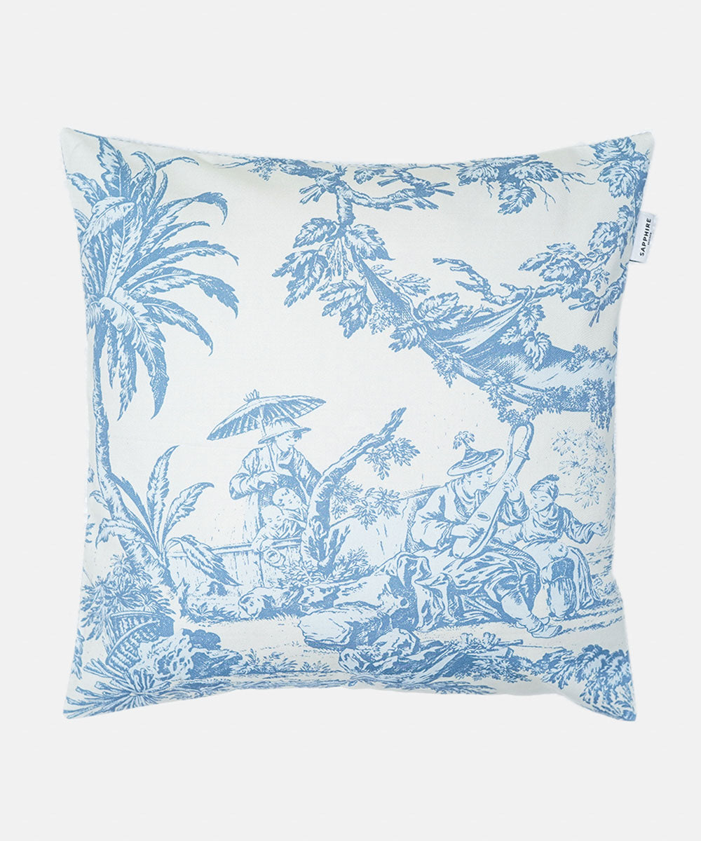 100% Cotton Digital Printed Blue Cushion Cover
