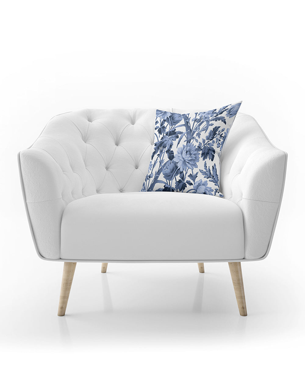 100% Cotton Digital Printed Blue and White Cushion Cover