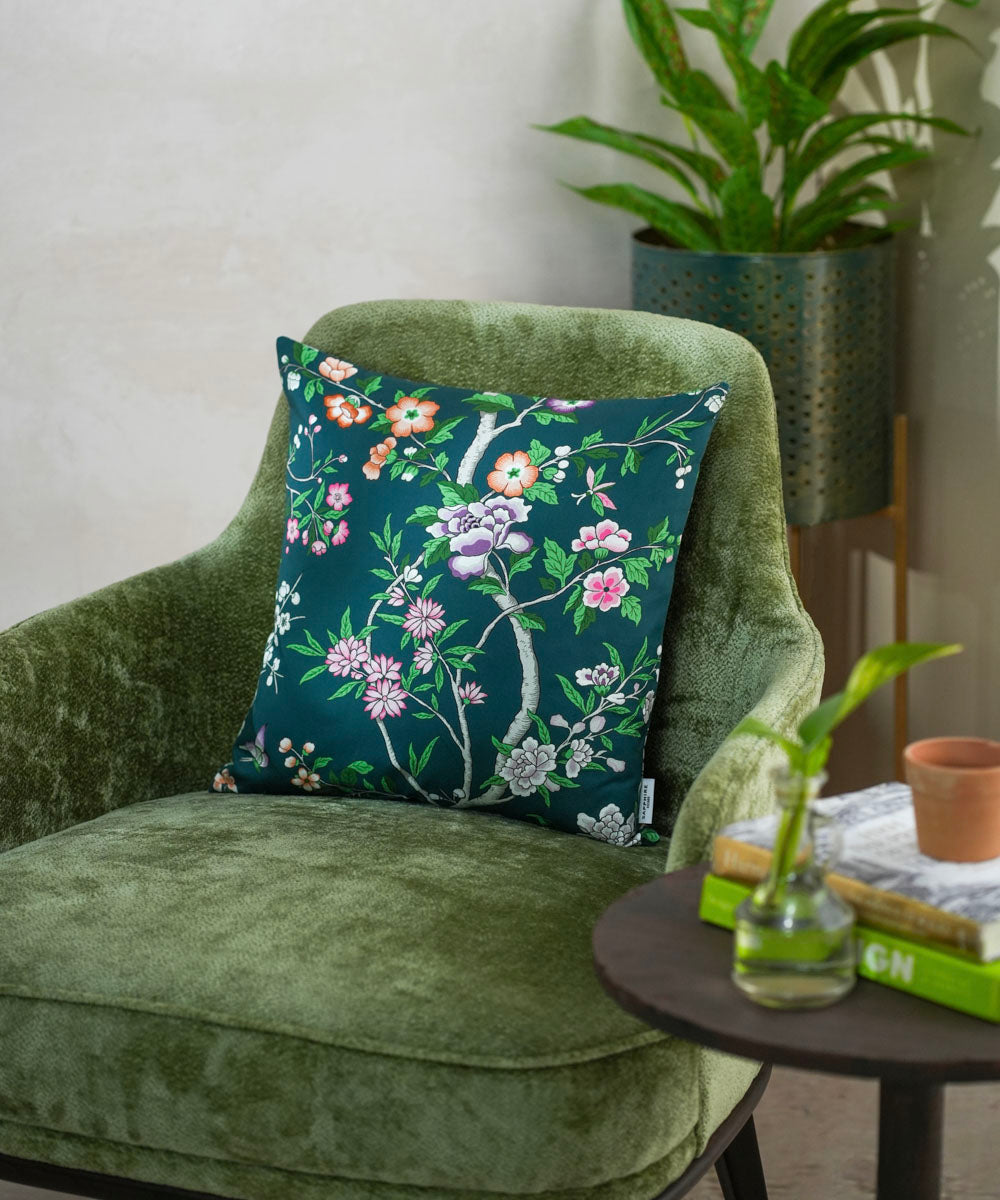 100% Cotton Green Cushion Cover