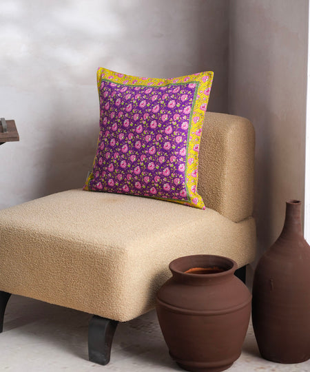 100% Cotton Purple Cushion Cover