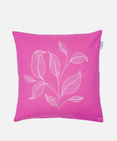 100% Cotton Embroidered Pink Cushion Cover