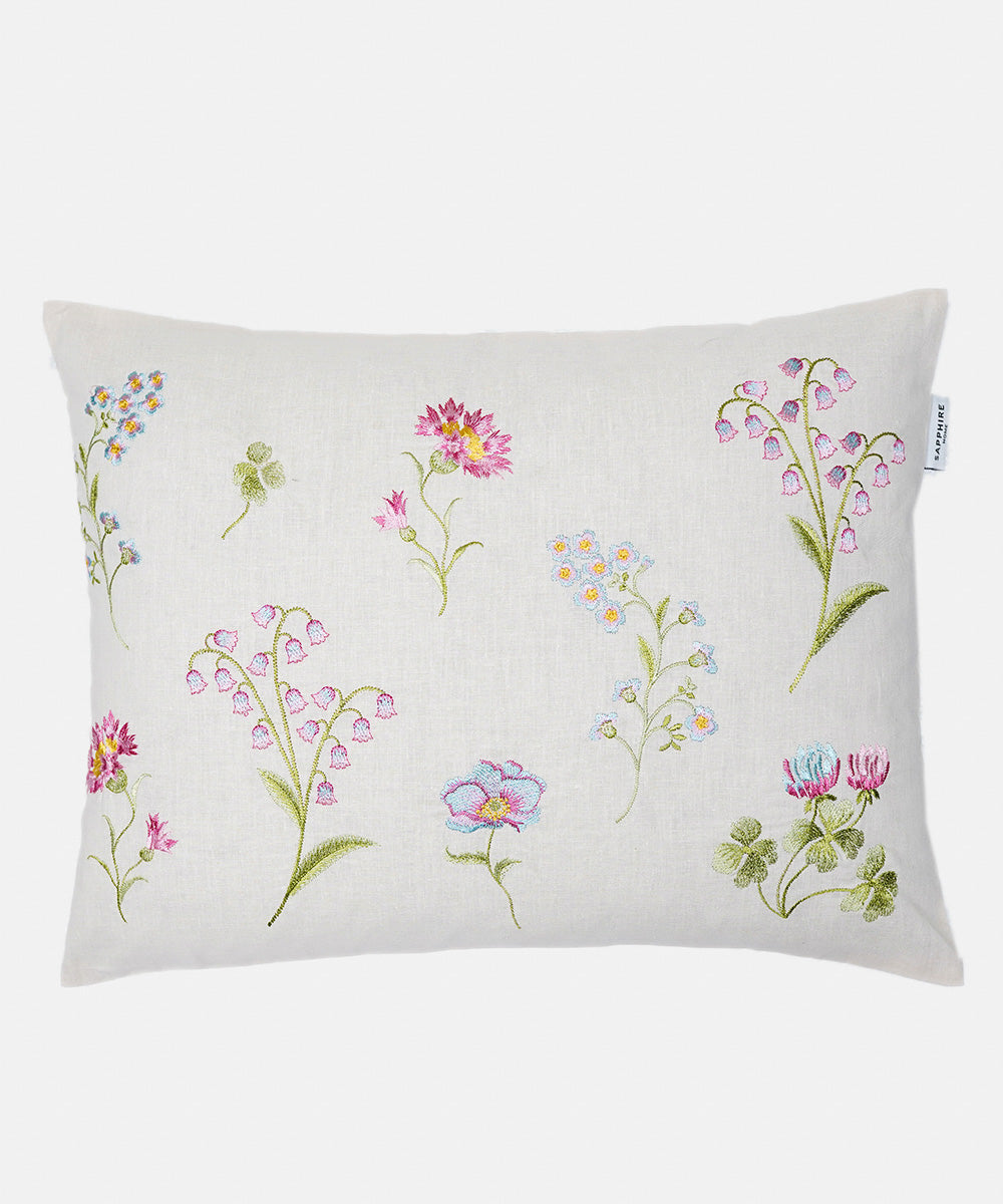 100% Cotton Embroidered Beige Cushion Cover