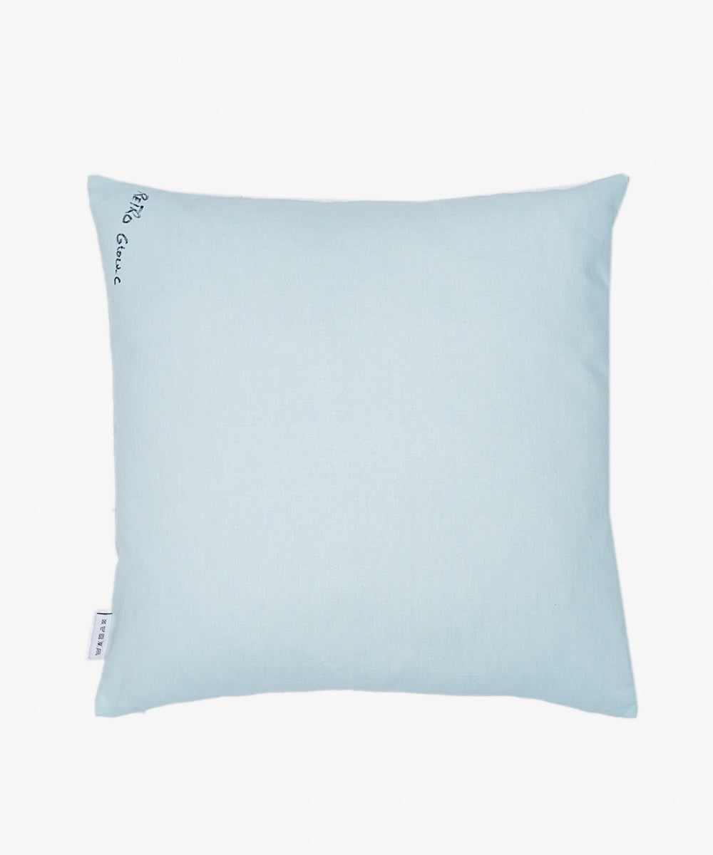 100% Cotton Embroidered Aqua Cushion Cover