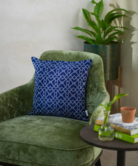 100% Cotton Blue Cushion Cover