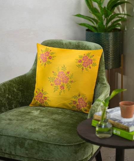 100% Cotton Yellow Cushion Cover