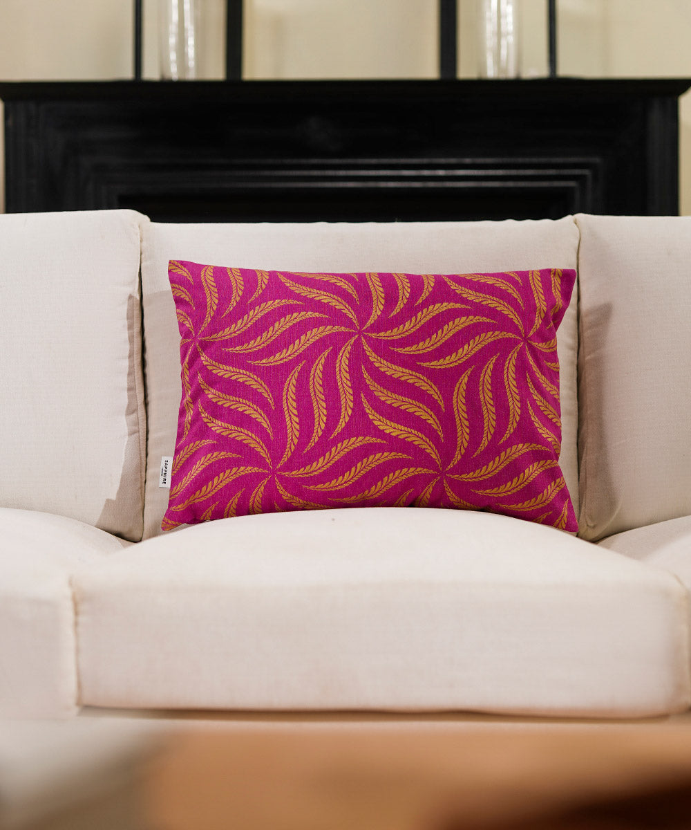 100% Cotton Foil Printed Multi Colored Flora Cushion Cover