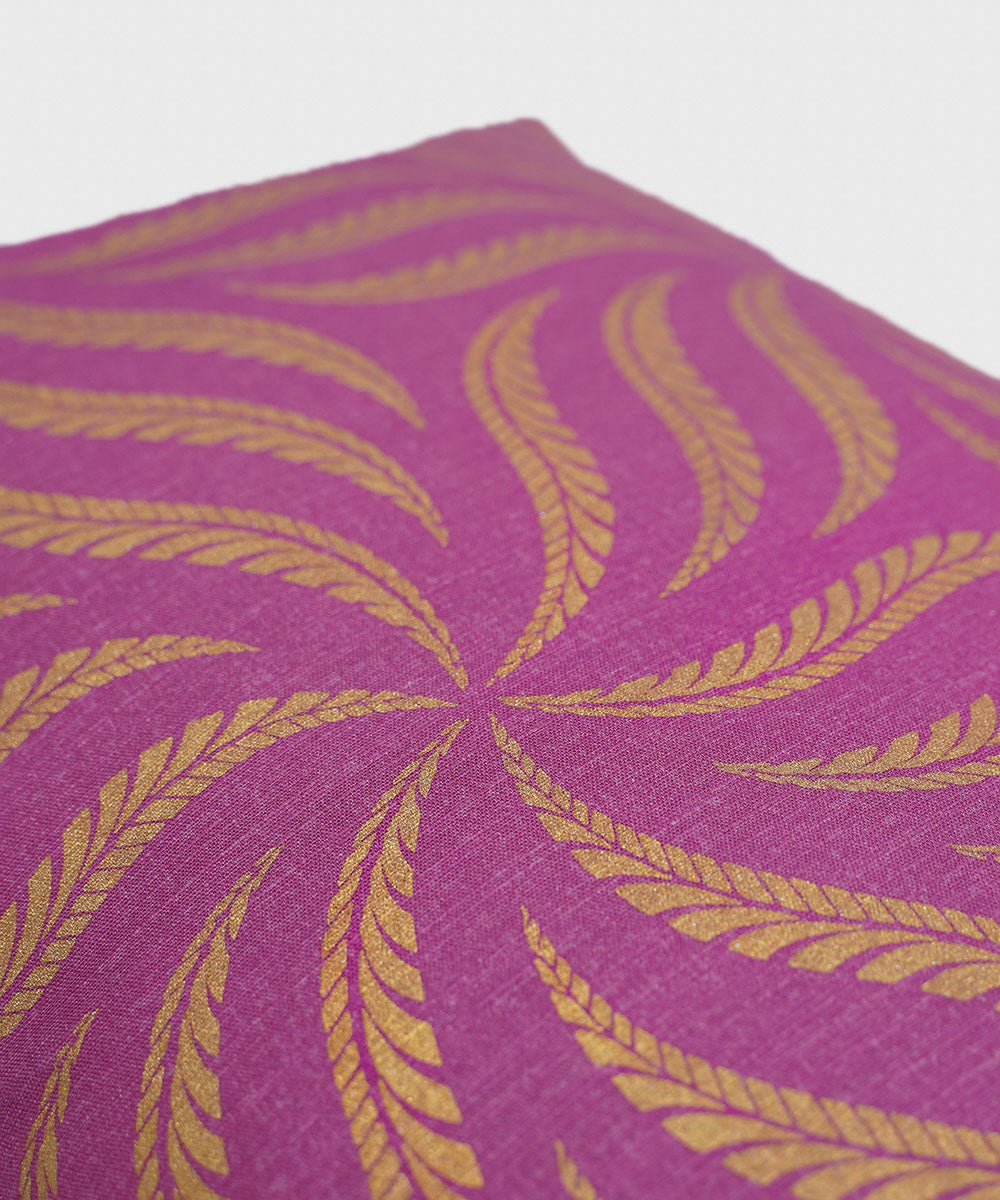 100% Cotton Foil Printed Multi Colored Flora Cushion Cover