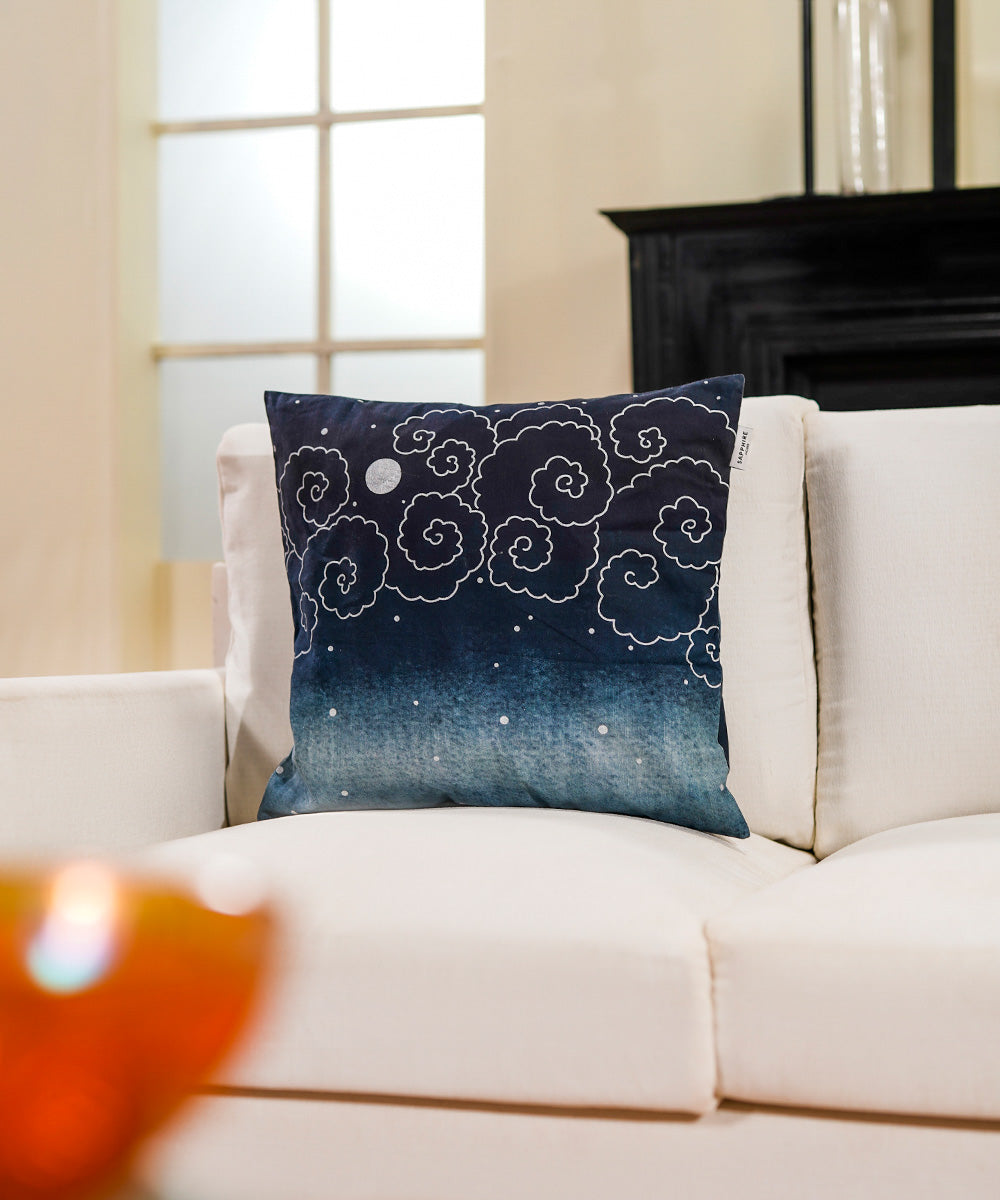 100% Cotton Foil Printed Multi Colored Starry Night Cushion Cover