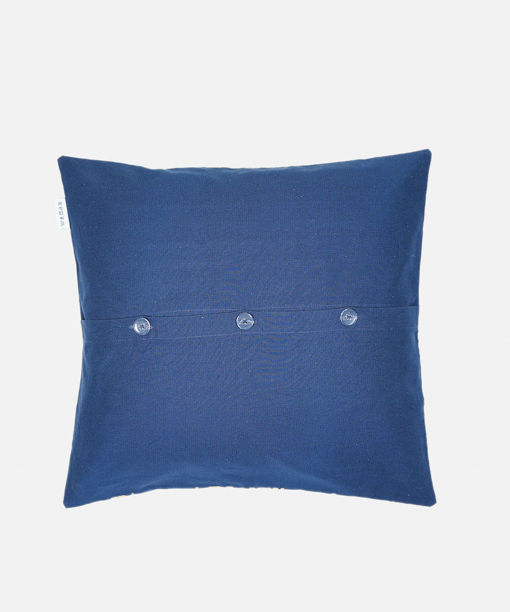 100% Cotton Digital & Foil Printed Blue Cushion Cover