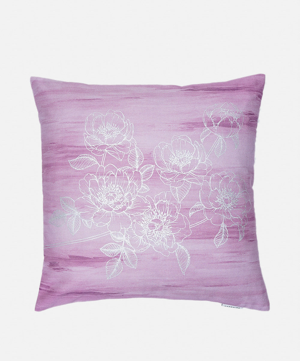 100% Cotton Digital & Foil Printed Pink Cushion Cover