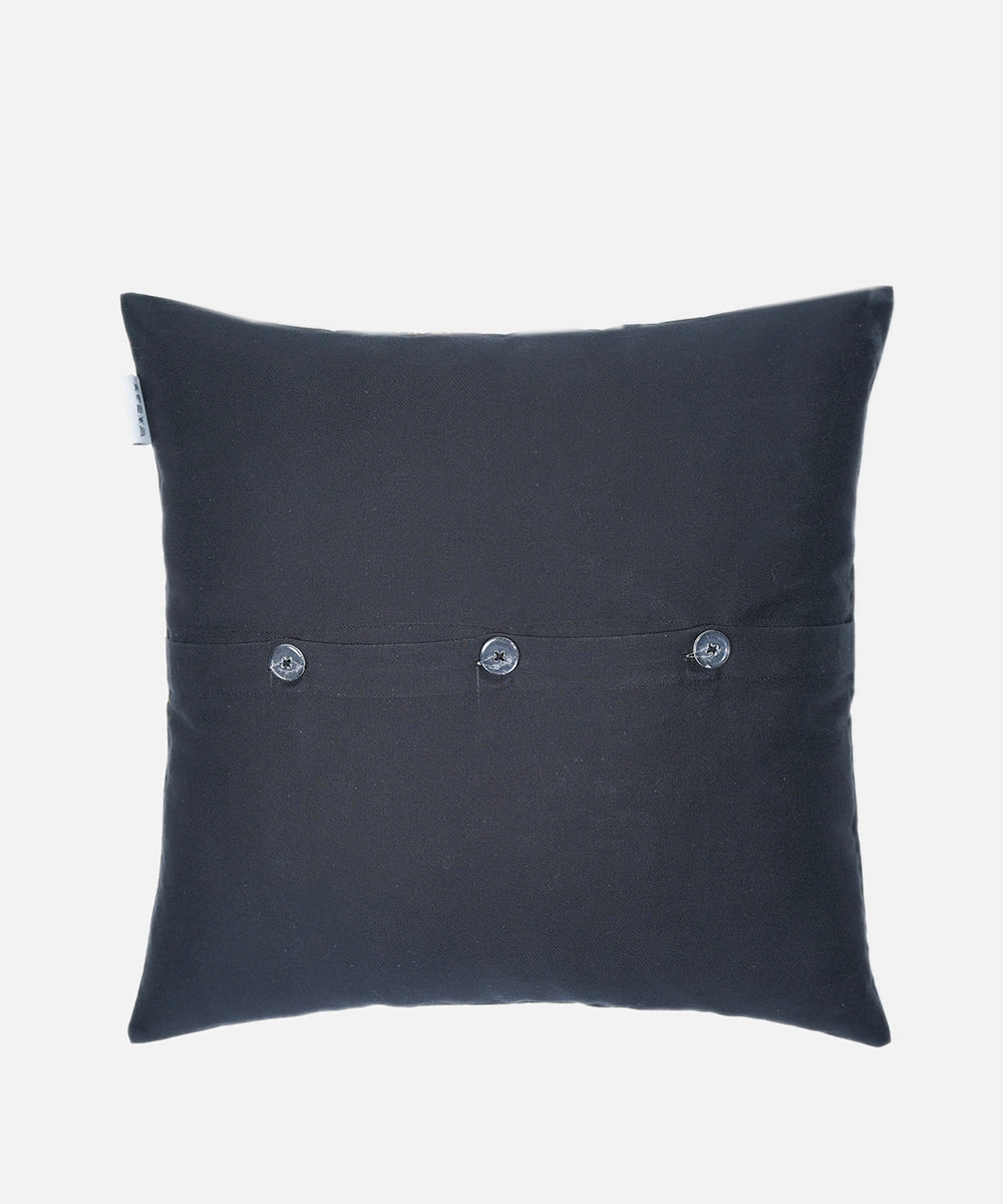 100% Cotton Digital & Foil Printed Black Cushion Cover
