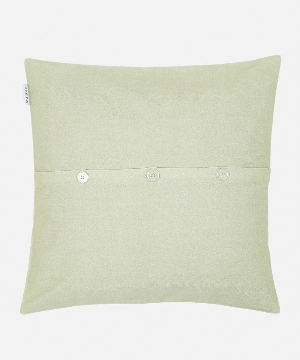 100% Cotton Digital & Foil Printed Green Cushion Cover
