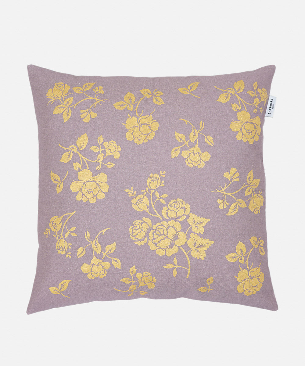100% Cotton Digital & Foil Printed Purple Cushion Cover