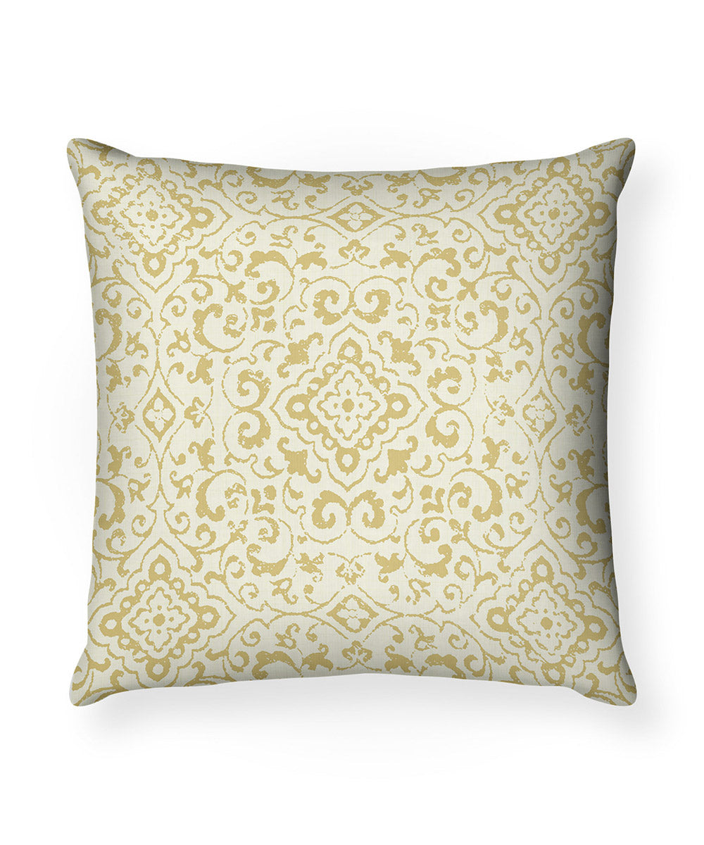 100% Cotton Foil Printed Yellow Cushion Cover