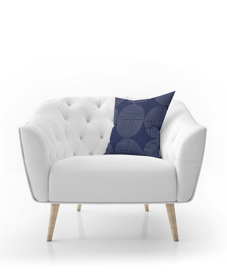 100% Cotton Foil Printed Blue Cushion Cover