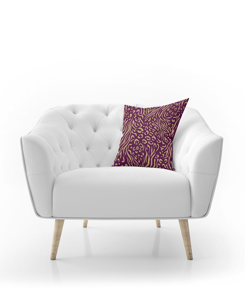 100% Cotton Foil Printed Purple Cushion Cover