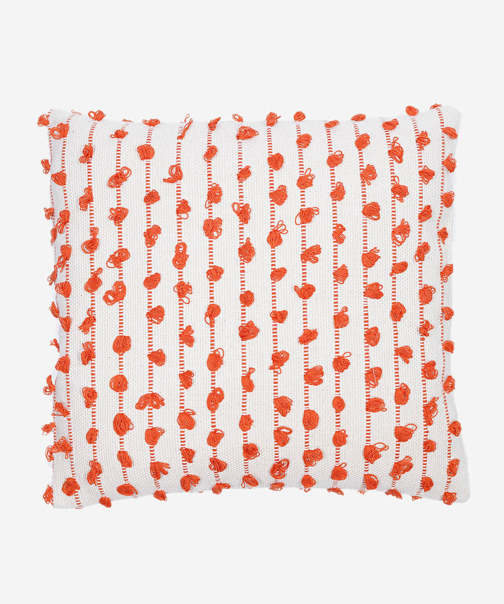 Orange Woven 100% Cotton Yarn Dyed Cushion Cover