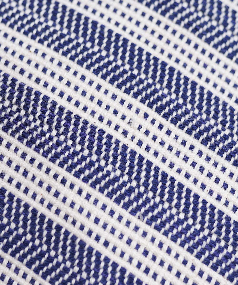 Blue Woven 100% Cotton Yarn Dyed Cushion Cover