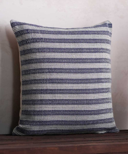 Blue Woven 100% Cotton Yarn Dyed Cushion Cover