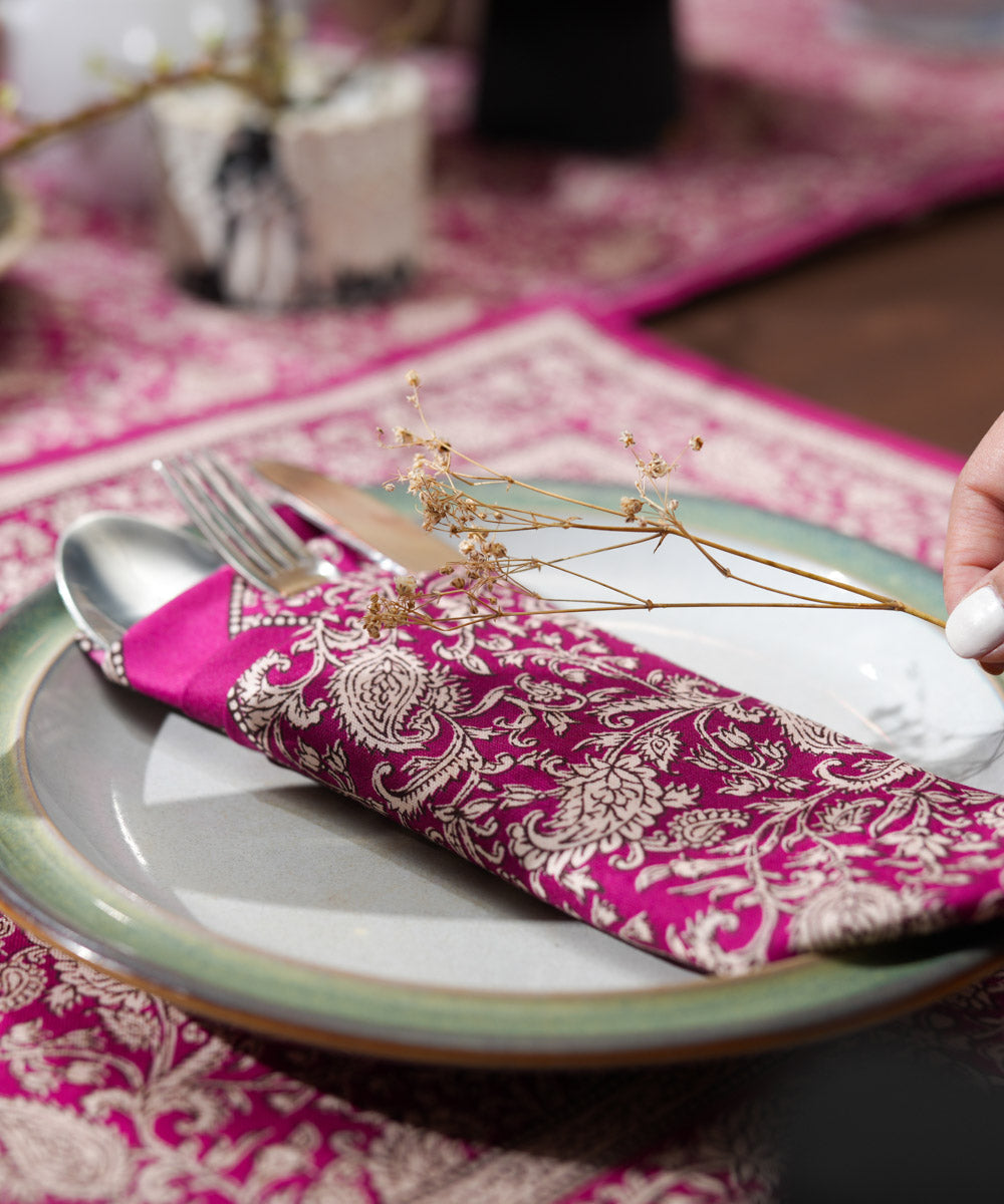 Half Panama Digital Printed Pink Napkin