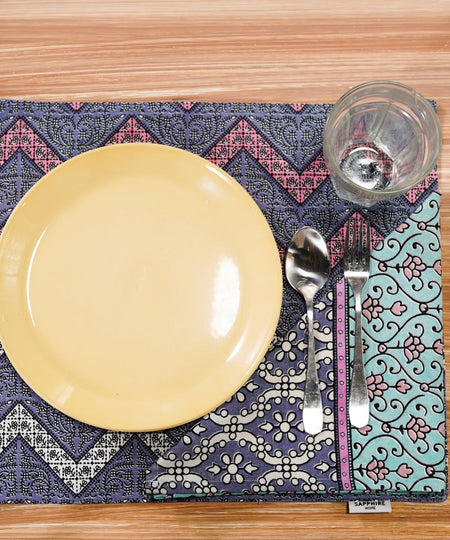 Block Printed Purple and Pink Placemat