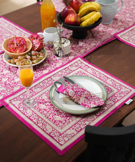 Half Panama Digital Printed Pink Placemat