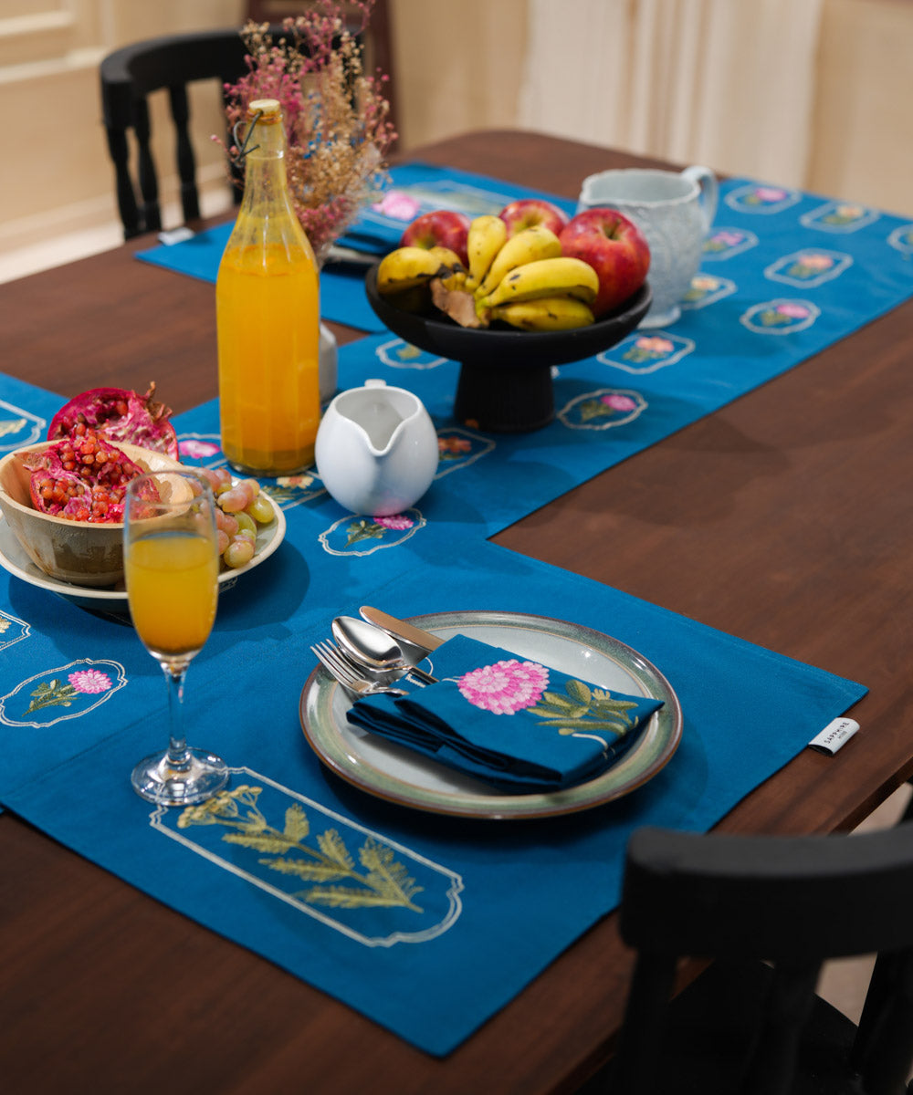 Half Panama Embroidered Blue Placemat