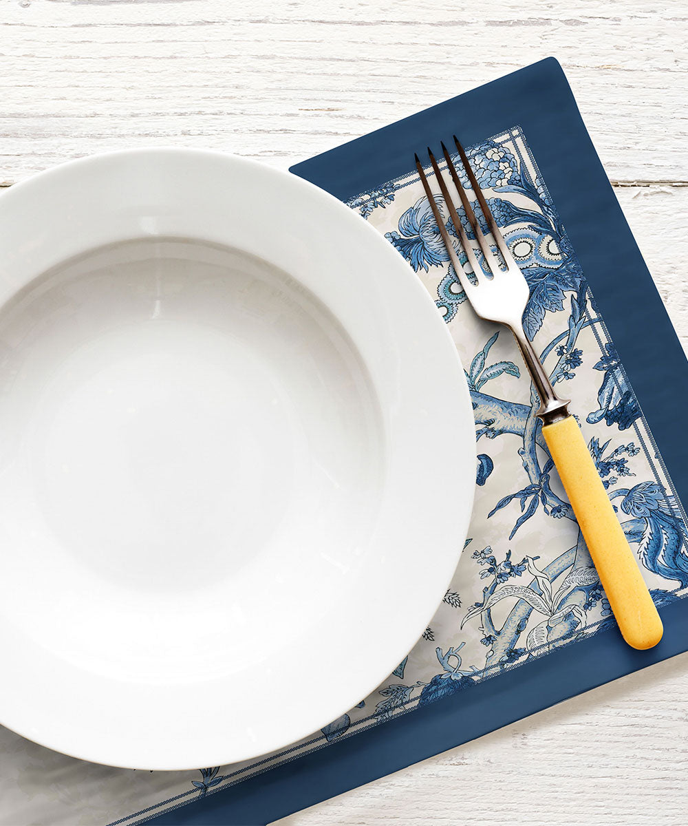 Half Panama Digital Printed Blue Placemats