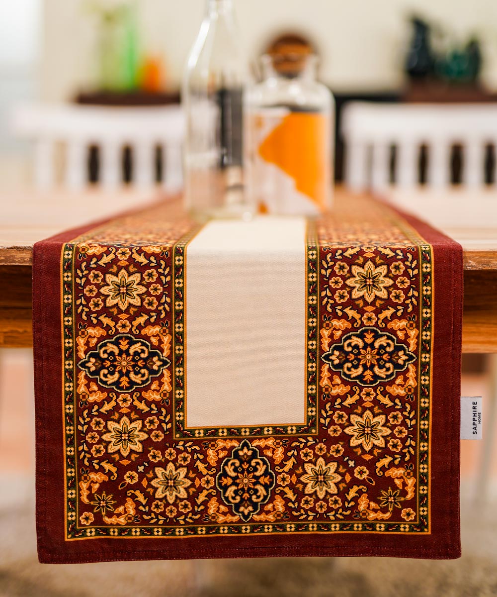 Half Panama Digital Printed Multi Colored Tapestry Table Linen
