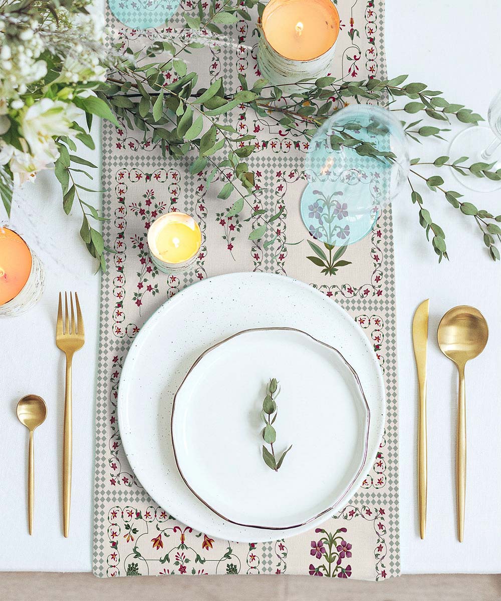 Ramadan Collection Digital Printed Sage & Beige Table Linen