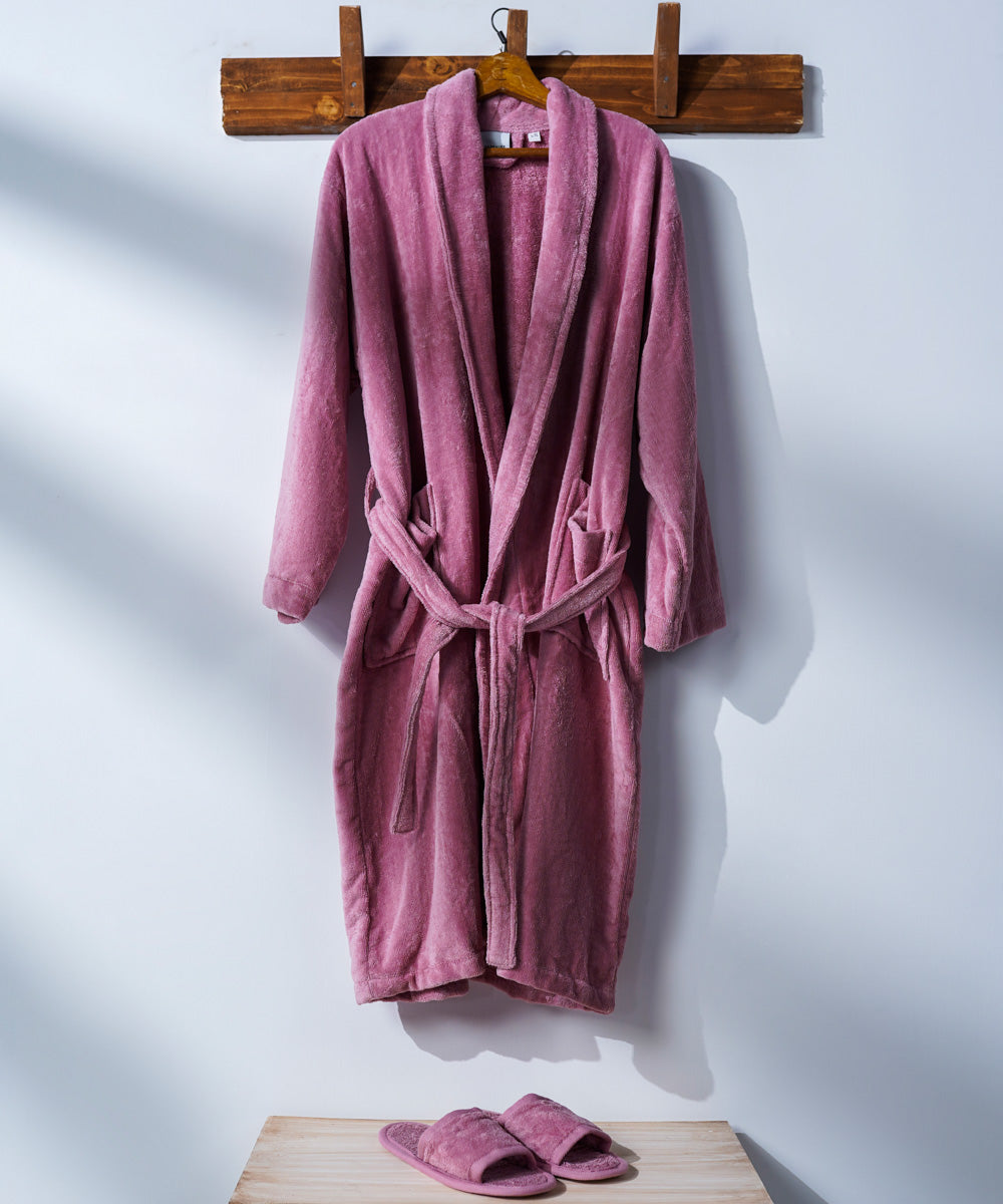 Terry Dyed Purple Colored Bathrobe